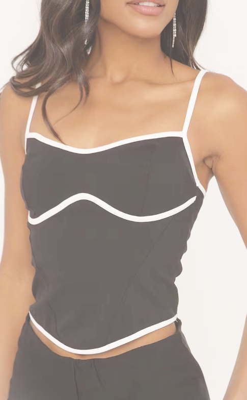 Contrast Seam Detail Strappy Top