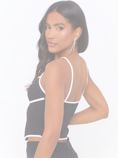 Contrast Seam Detail Strappy Top