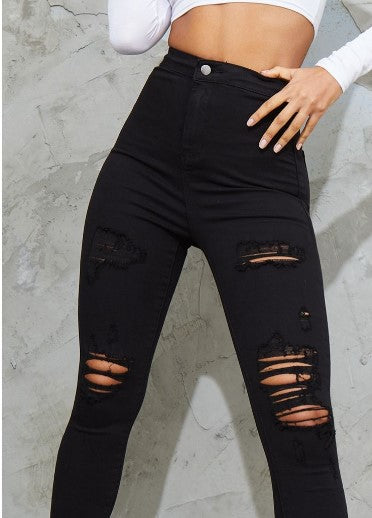 Black Ripped Disco Skinny Jeans