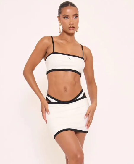 Ego - Logo printed square neck thong bikini 3 piece SET