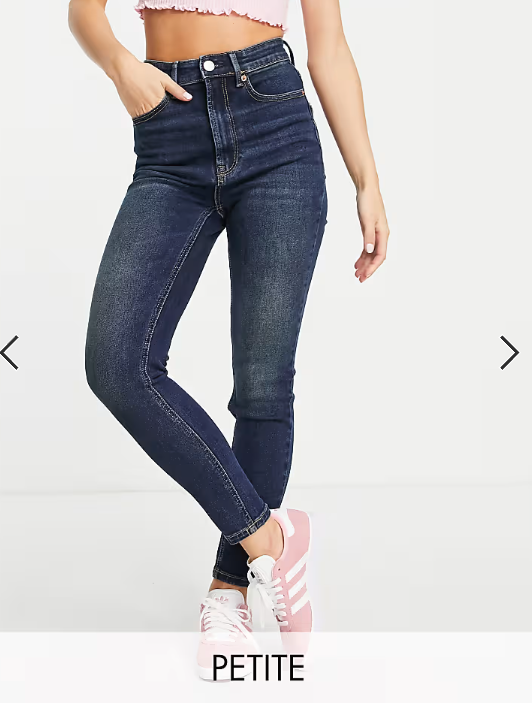 Stradivarius Petite super high waist skinny jeans in dark wash