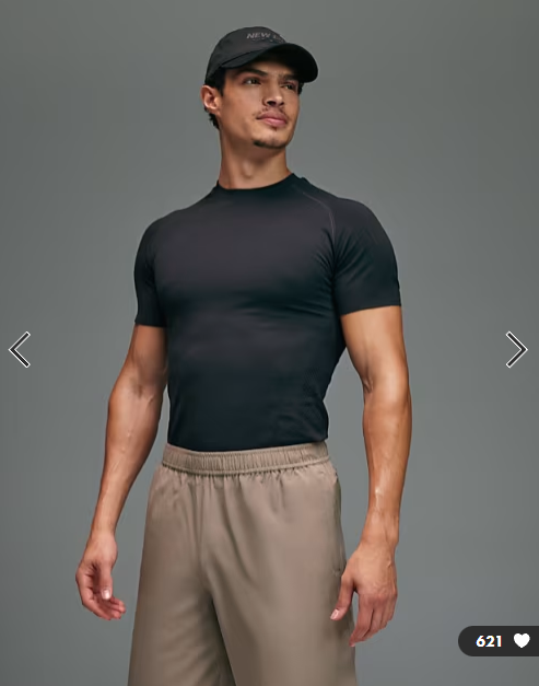 4505 seamless physique defining muscle fit compression base layer t-shirt in black