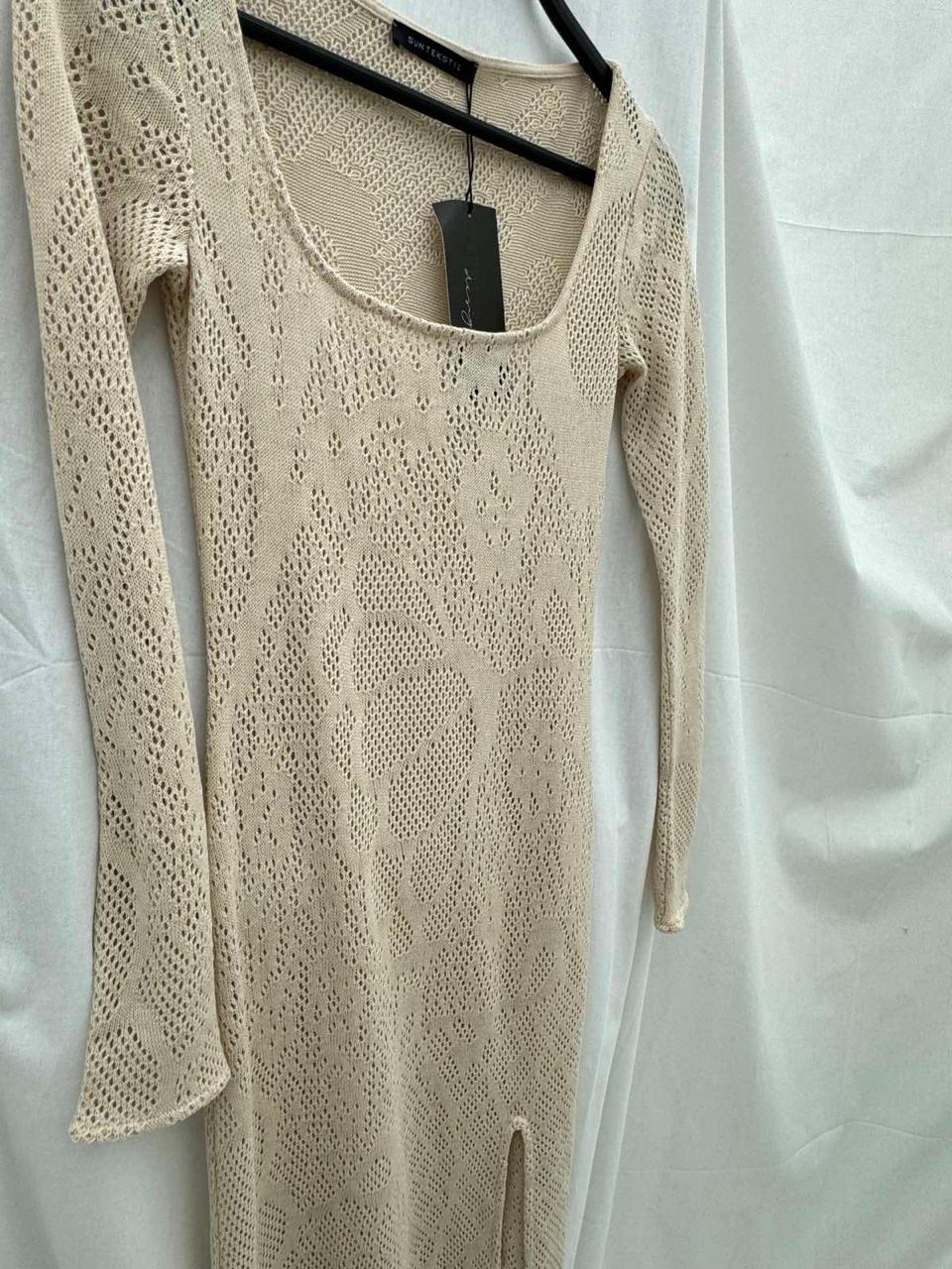 BERSHKA Cream Knitted Espana Maxi Dress