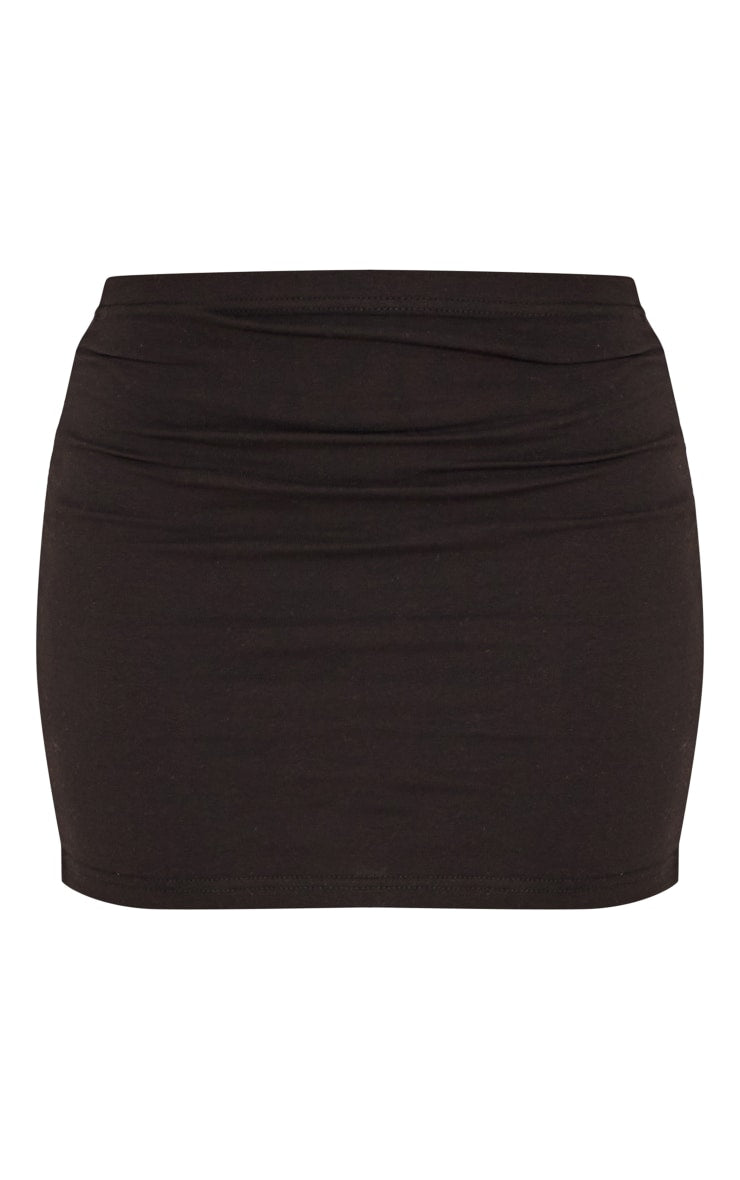 Black Basic Cotton Blend Jersey Mini Skirt