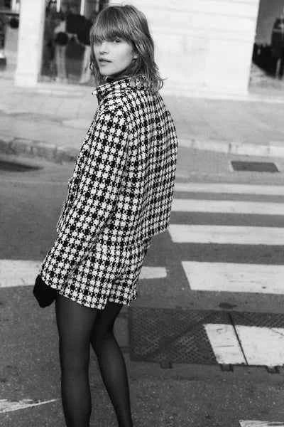 H&M Black Dark Jacquard-weave jacket and shorts SET