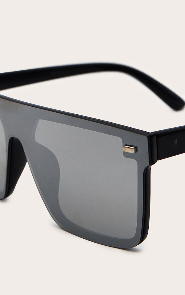 Silver Oversized Resin Frame Fade Lens Sunglasses