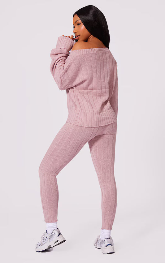 Rose Bardot Sweater And Legging Lounge Set