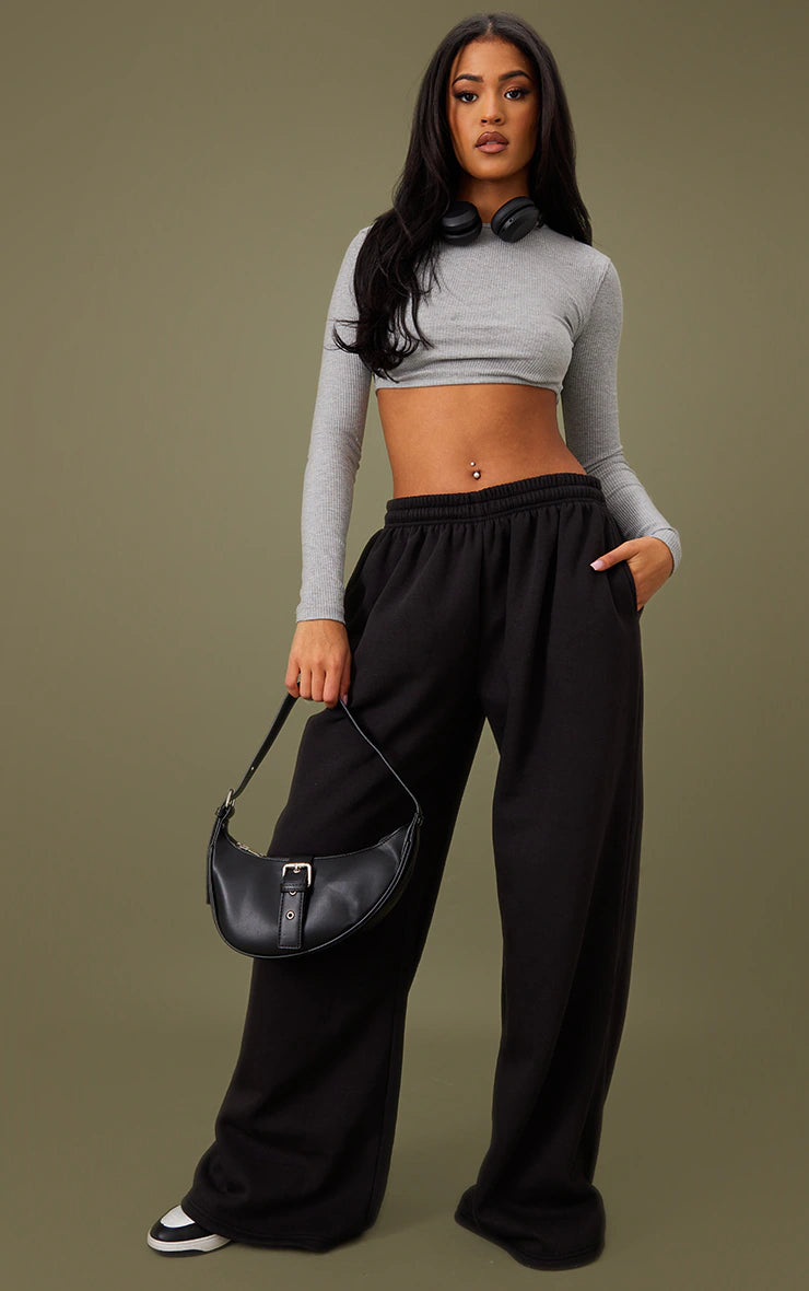 Tall Black Wide Leg Joggers