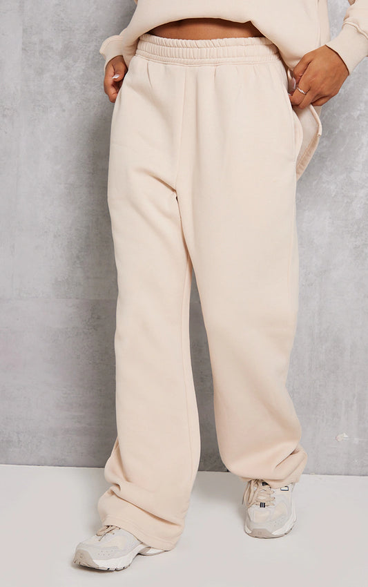 STONE SHIRRED WAIST SEAM FRONT WIDE LEG JOGGERS