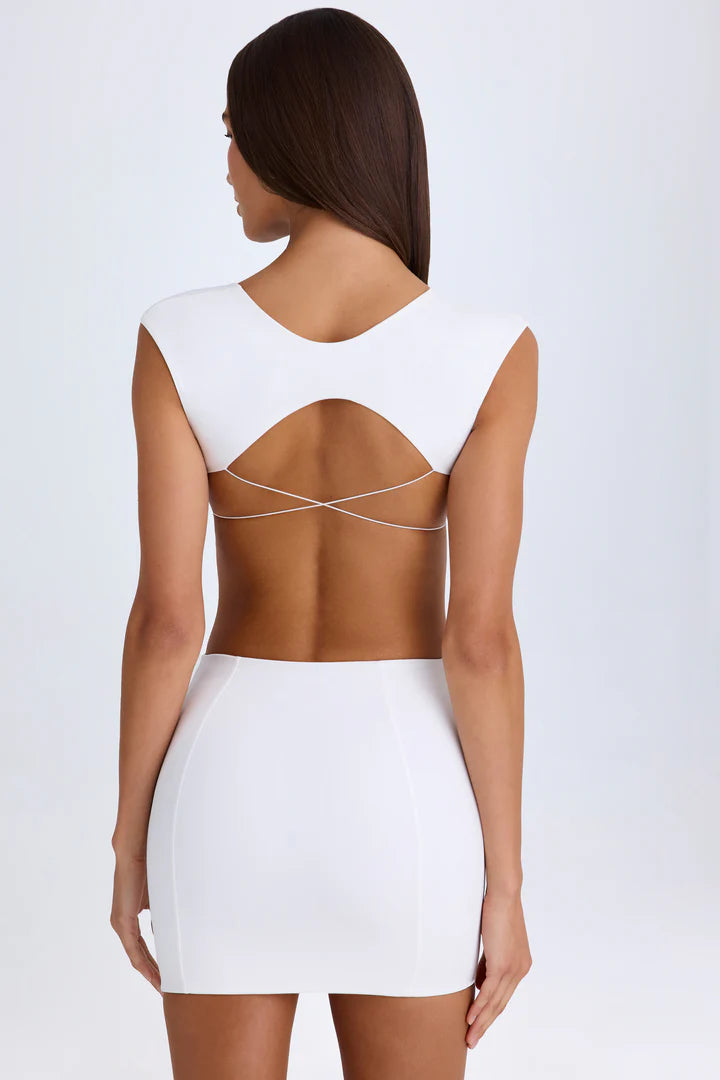 Ohpolly - Cut-Out Lace-Up Mini Dress in White