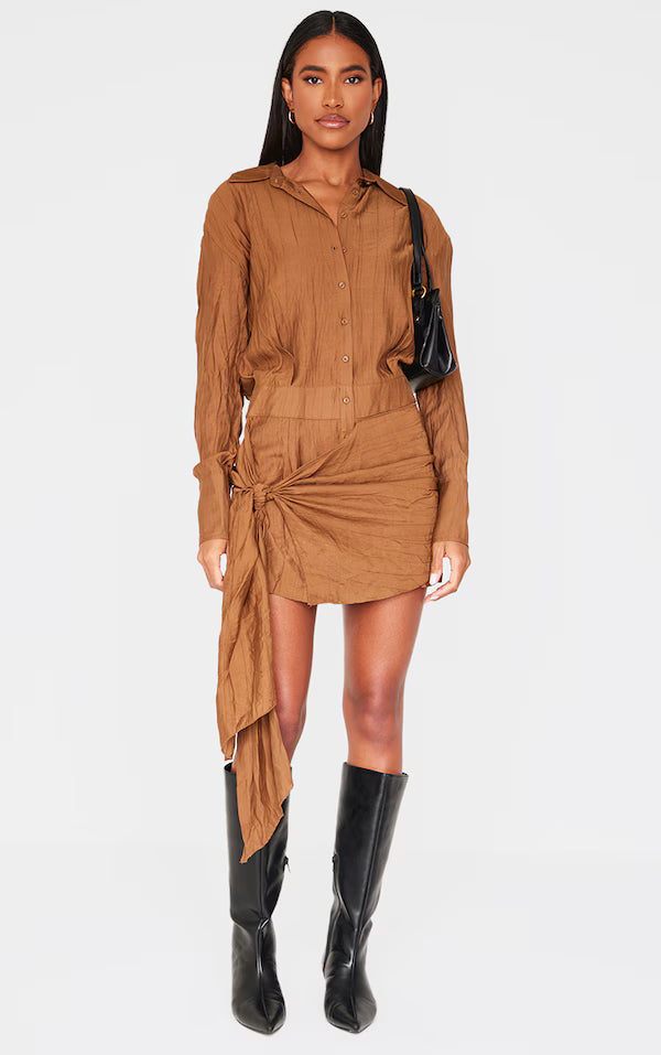 Plt - Chocolate Tie Detail Shirt Dress