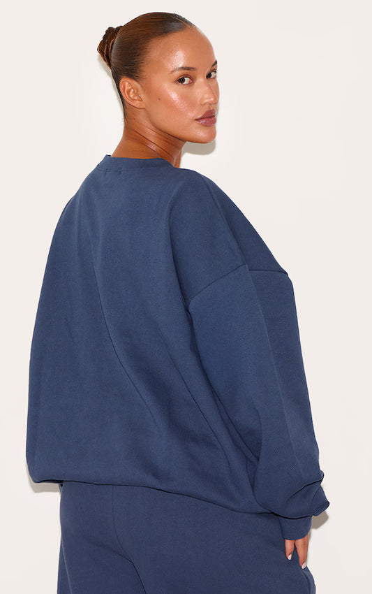 PLT - Plus Sweat deluxe bleu marine oversize imprimé
