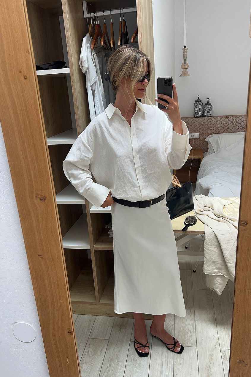 NA-KD Satin Midi Skirt