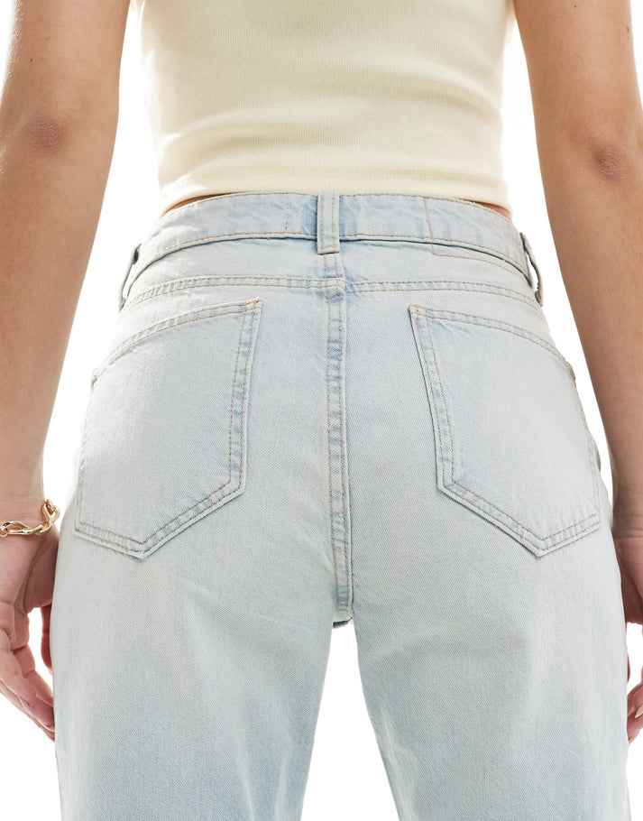 ASOS DESIGN 90s straight jeans in pale wash with rips