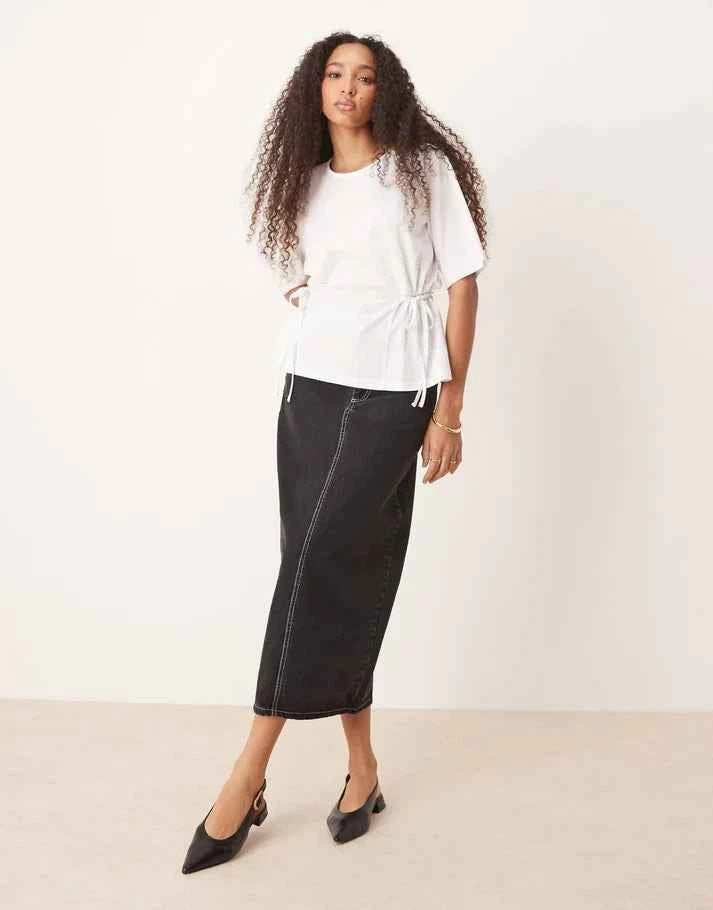 ASOS DESIGN oversized t shirt with tie detail in white