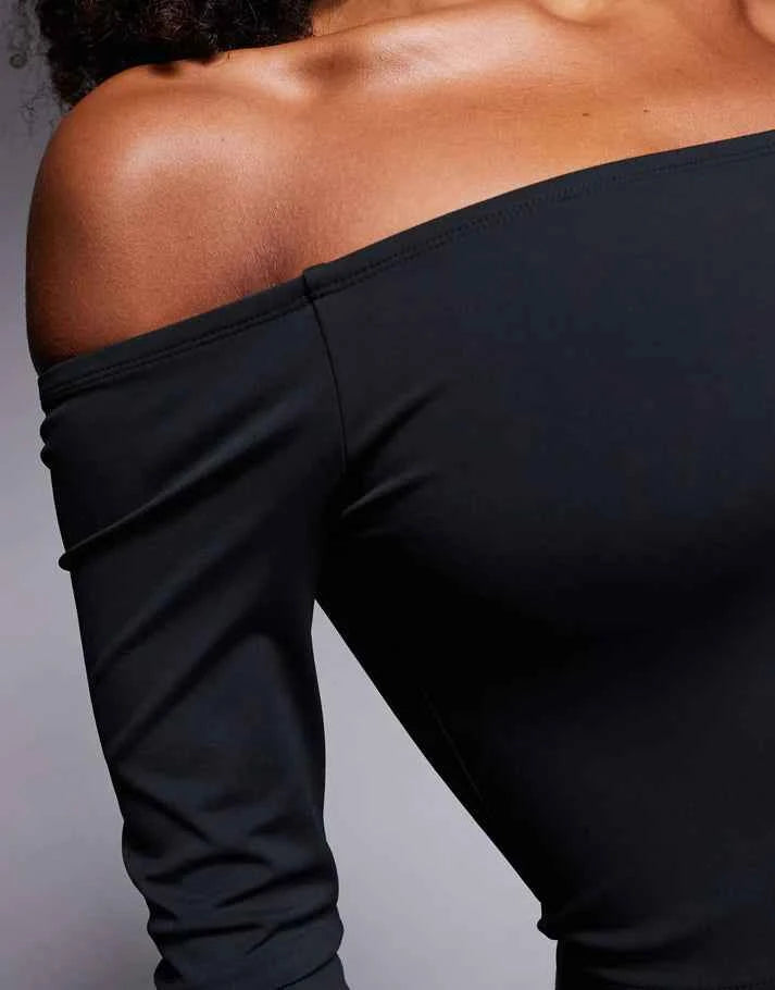 ASOS DESIGN Premium sculpting bardot top in black