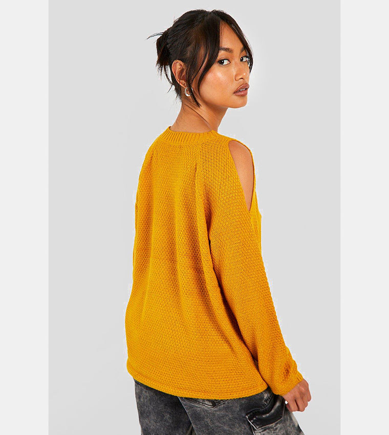 Boohoo - Cold Shoulder Moss Stitch Sweater