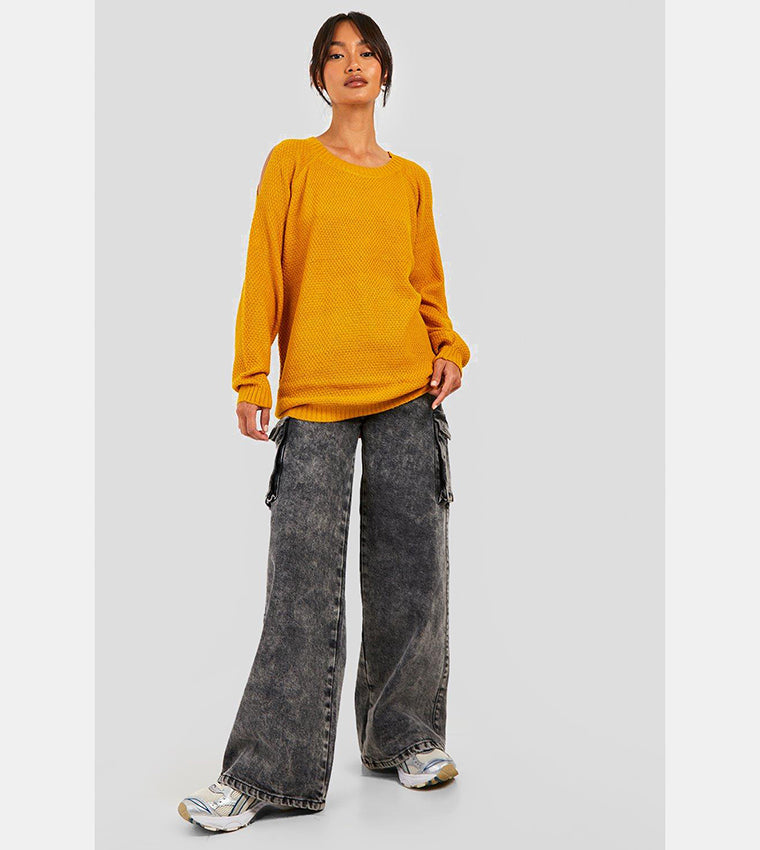 Boohoo - Cold Shoulder Moss Stitch Sweater