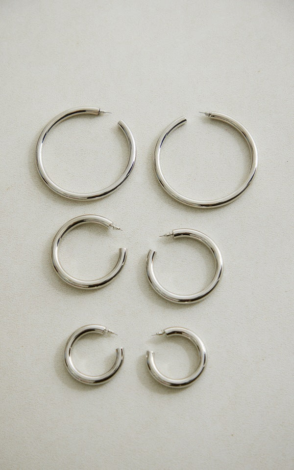 Silver Large Hoop 3 Pack Hoop Earrings