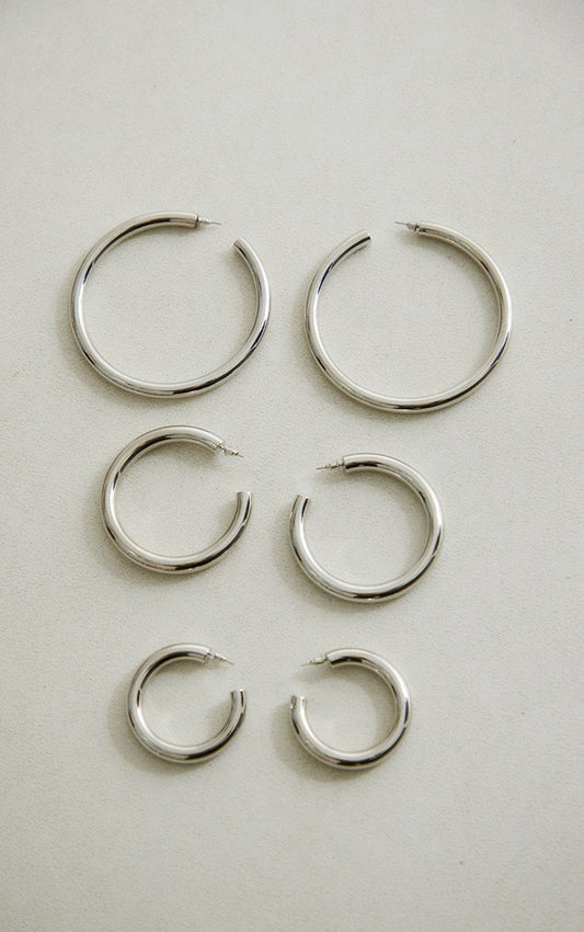 Silver Large Hoop 3 Pack Hoop Earrings