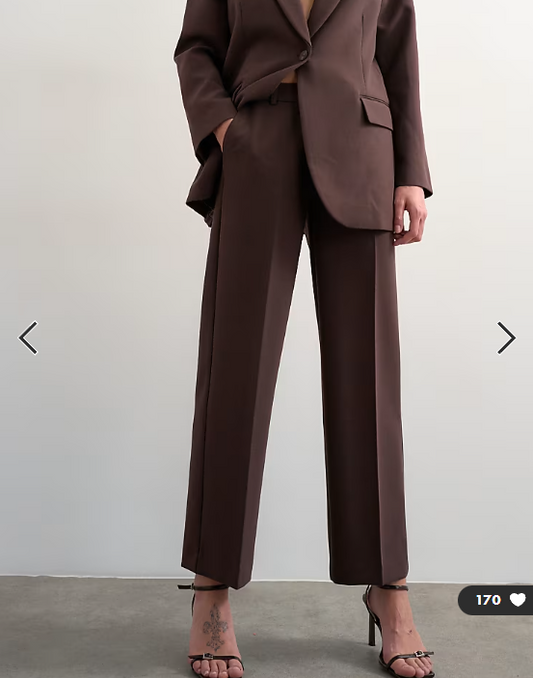 Topshop co ord mid rise clean straight trouser in chocolate