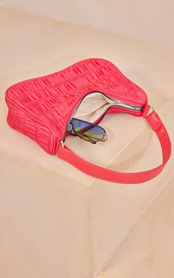 Plt - Pink Ruched Row Shoulder Bag