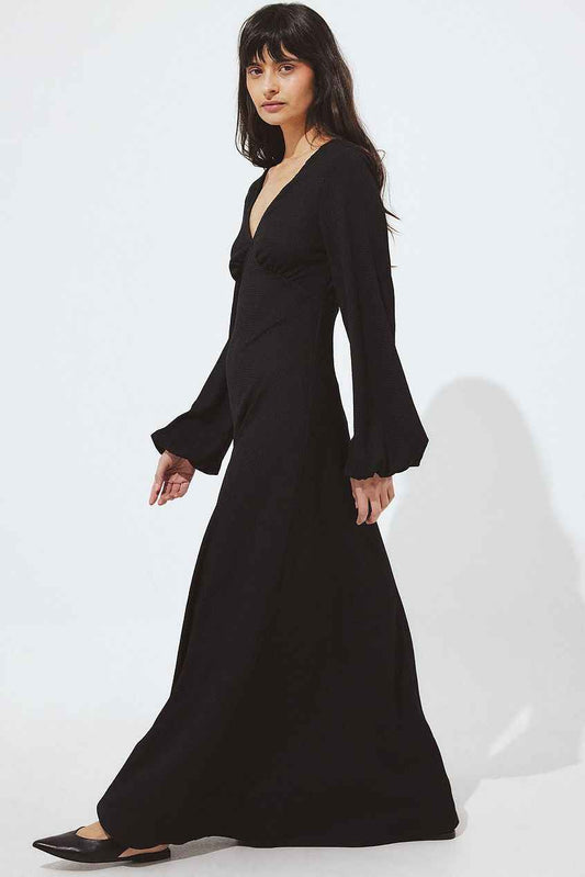 Na-kd Balloon Sleeve Open Back Maxi Dress