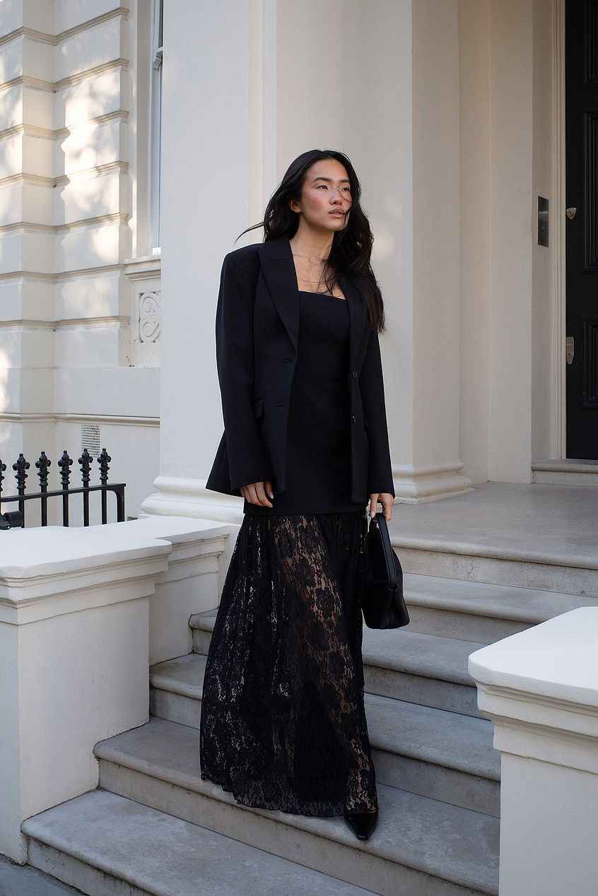 Na-kd Bandeau Sculptural Lace Skirt Dress