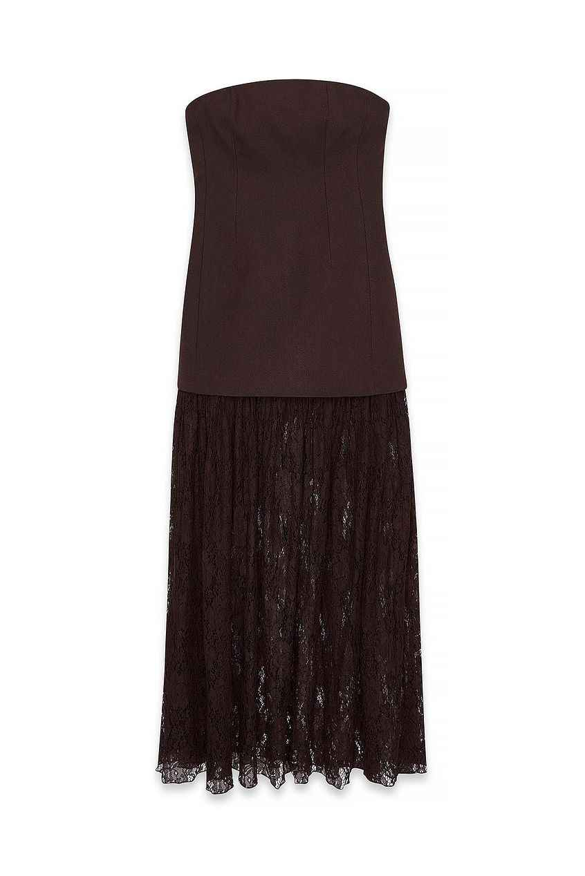 Na-kd Bandeau Sculptural Lace Skirt Dress
