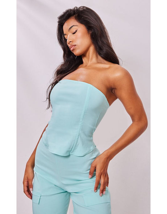 Aqua Stretch Woven Bandeau Corset