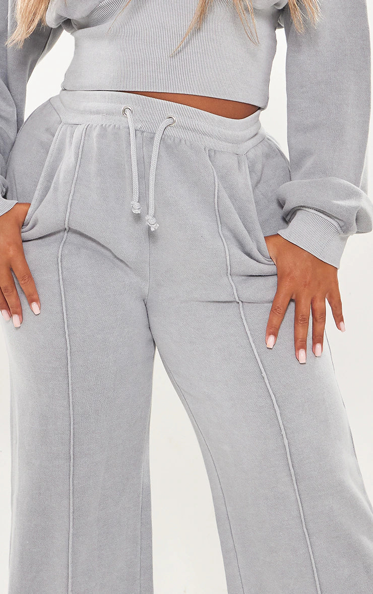 SHAPE LIGHT GREY SWEAT SEAM DETAIL WIDE LEG SWEATPANTS