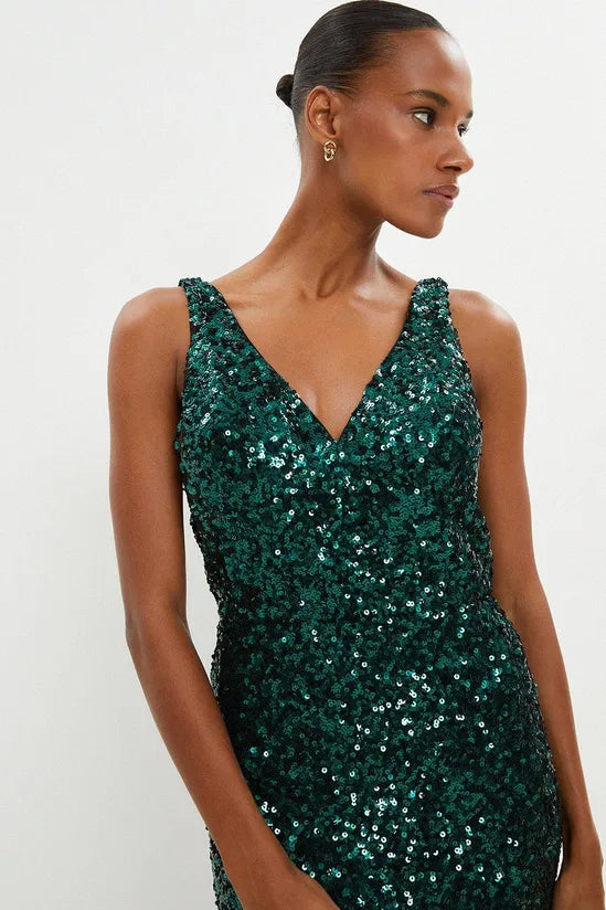 Sequin Fishtail Maxi Dress