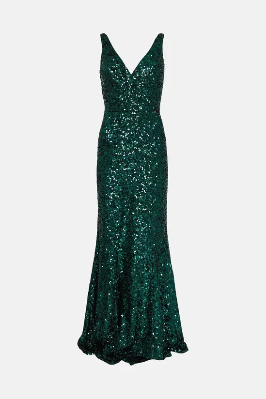 Sequin Fishtail Maxi Dress