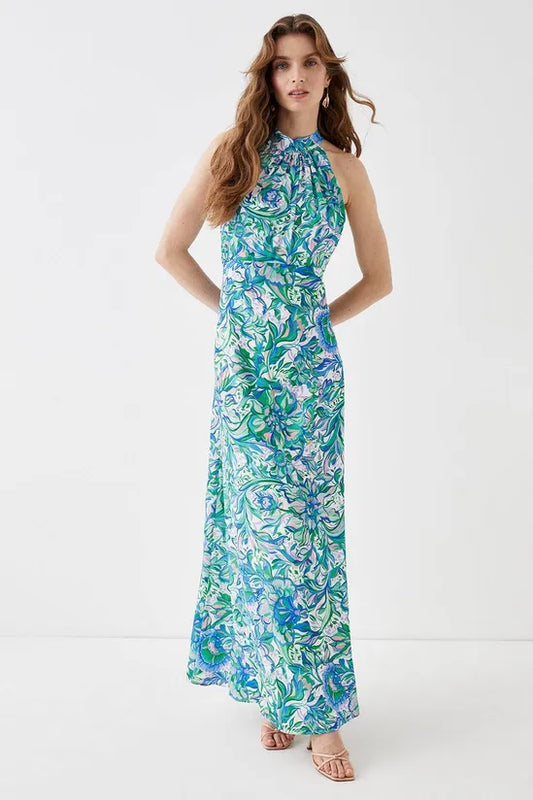 Alexandra Farmer Halter Neck Maxi Dress