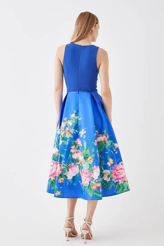 2 In 1 Plunge Neck Midi Dress With Bow Waist
