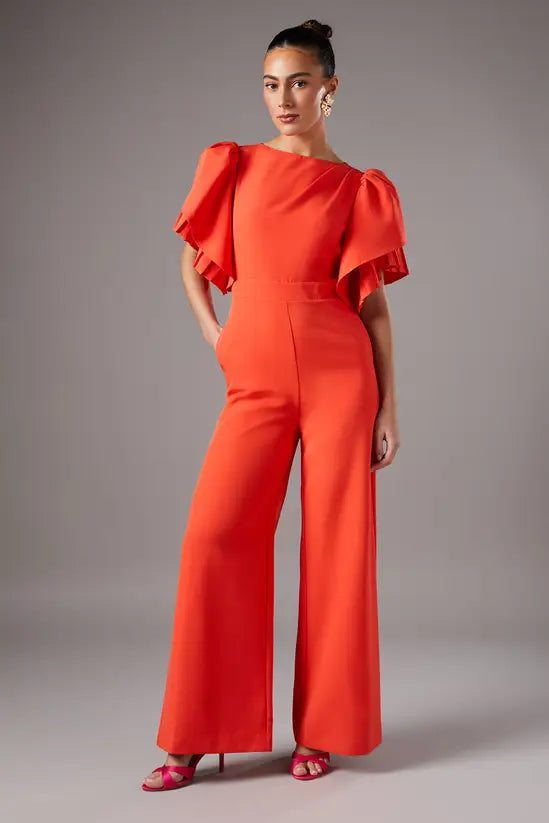 Coast - Pleat Ruffle Sleeve Jumpsuit