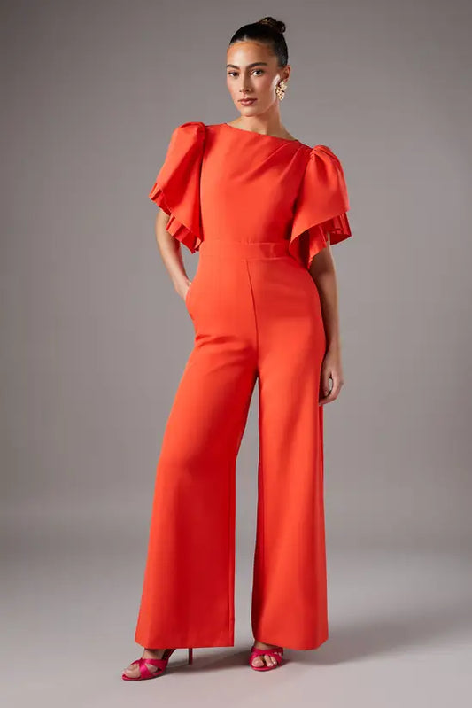 Coast - Pleat Ruffle Sleeve Jumpsuit