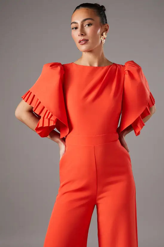 Coast - Pleat Ruffle Sleeve Jumpsuit