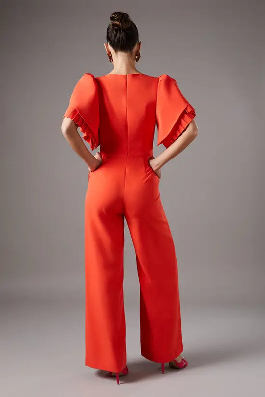 Coast - Pleat Ruffle Sleeve Jumpsuit
