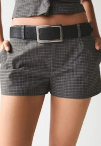 Bershka mini shorts with belt loops in grey