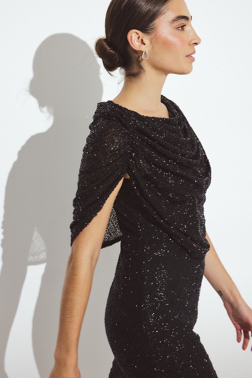 Na-kd Beaded Cape Mini Dress