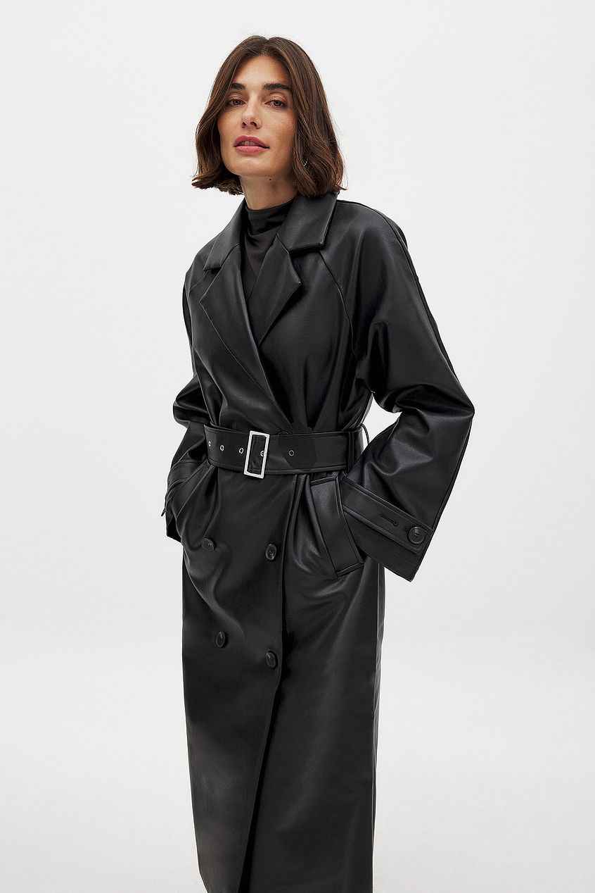 Na-kd Belted Pu Trenchcoat