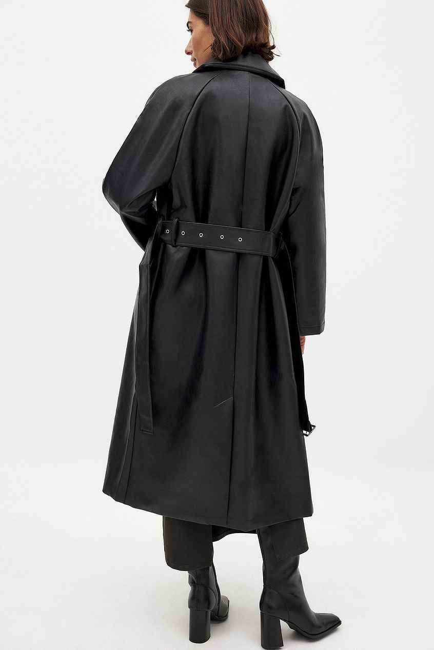 Na-kd Belted Pu Trenchcoat