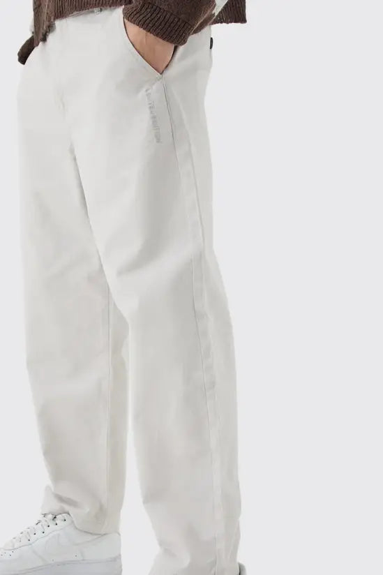 boohooMAN Fixed Waist Branded Skate Cropped Chino Trouser
