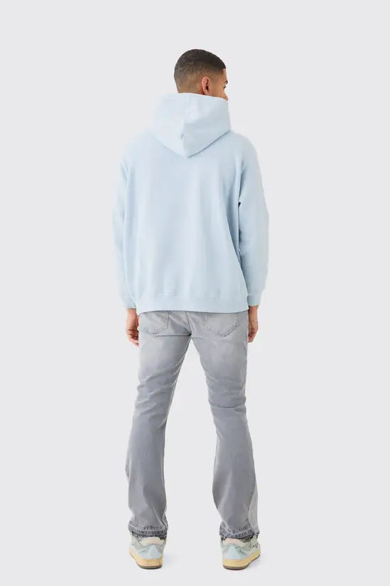 boohooMAN Slim Flare Distressed Gusset Panel Jeans