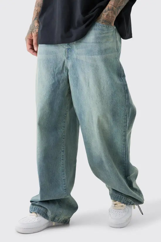 boohooMAN Tall Denim Parachute Jeans