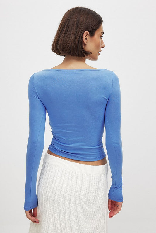 Boat Neck Long Sleeve Top