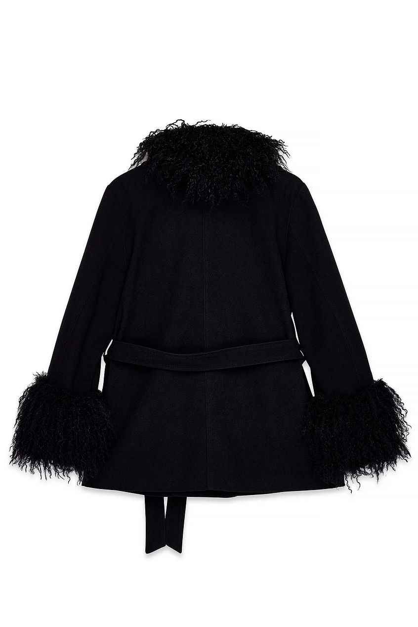 Na-Kd Bonded Detail Curly Faux Fur Jacket