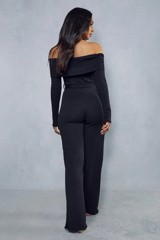 Bardot Rib Knit Jumpsuit