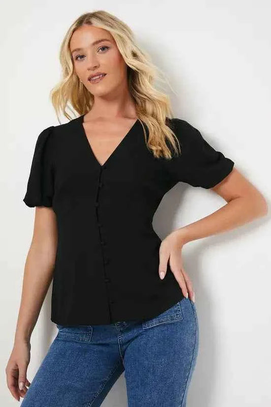 Dorothy Perkins - Button Through Short Sleeve Tea Blouse